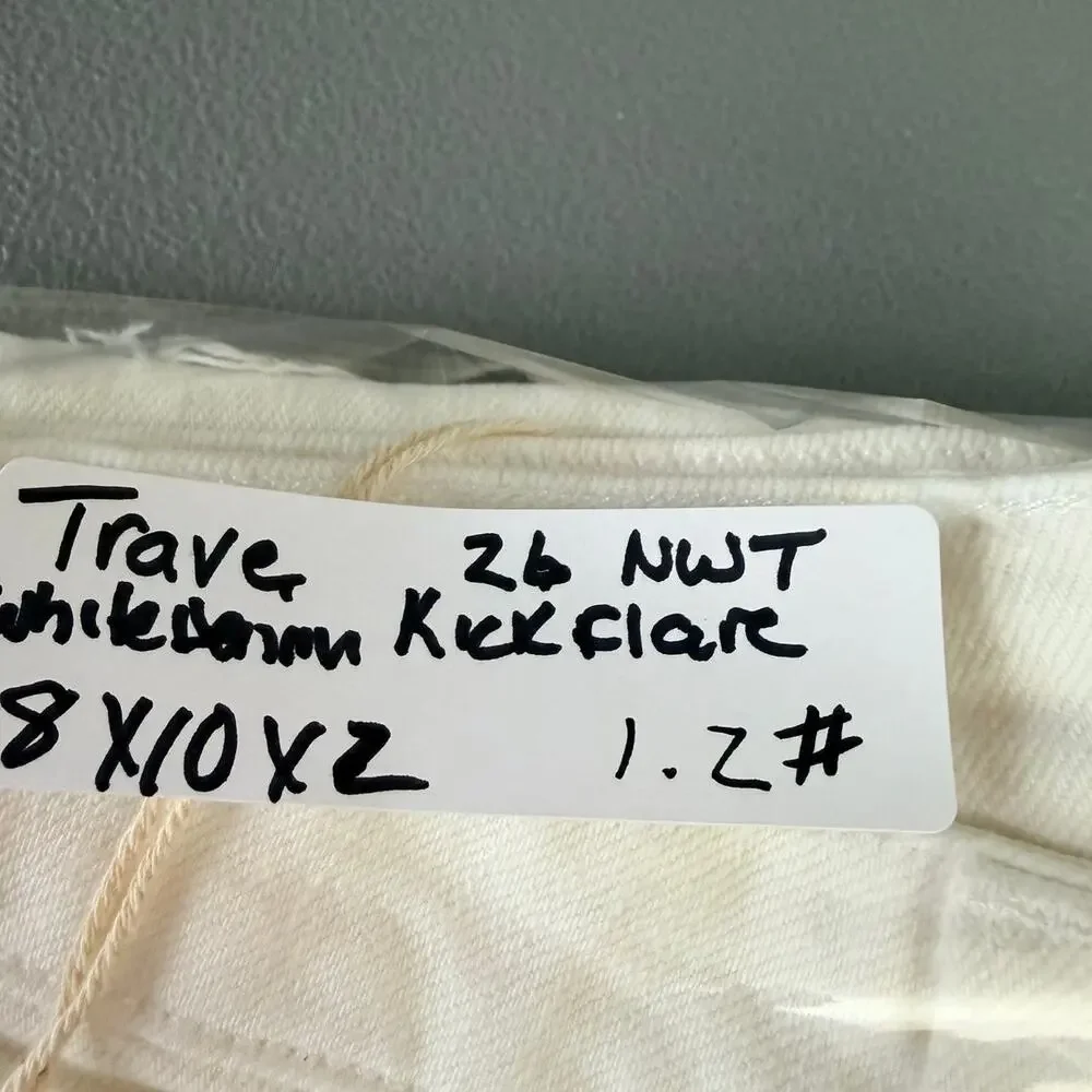 TRAVE Colette Kick Flare Crop Jeans White High Rise Raw Hem 26 NWT USA